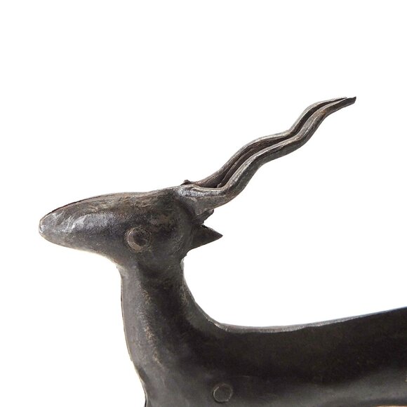 2 Rustic Metal Rocking Antelope Deer Reindeer Figurines Folk Art Farmhouse MCM - Picture 4 of 6